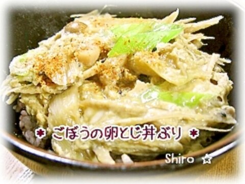 お肉なしでも美味しい♪ごぼうの卵とじ丼ぶり